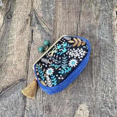 画像6: 【送料無料】インド刺繍リボンの通しマチポーチ (6)