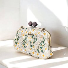 画像2: 【持ち手も作る】親子がま口バッグ（刺繍・生成り） (2)