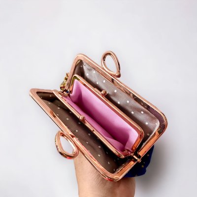 画像2: ３割引きセール中【型紙＆レシピ付き口金】12cm角型親子がま口財布（リボンAG）