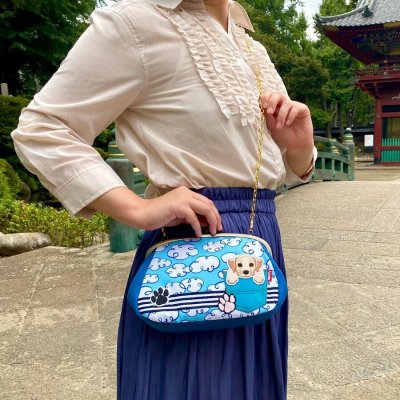 画像1: 【型紙＆レシピ付き口金】20.4cmマチ別布タイプ親子がま口バック（カン碁石AG）