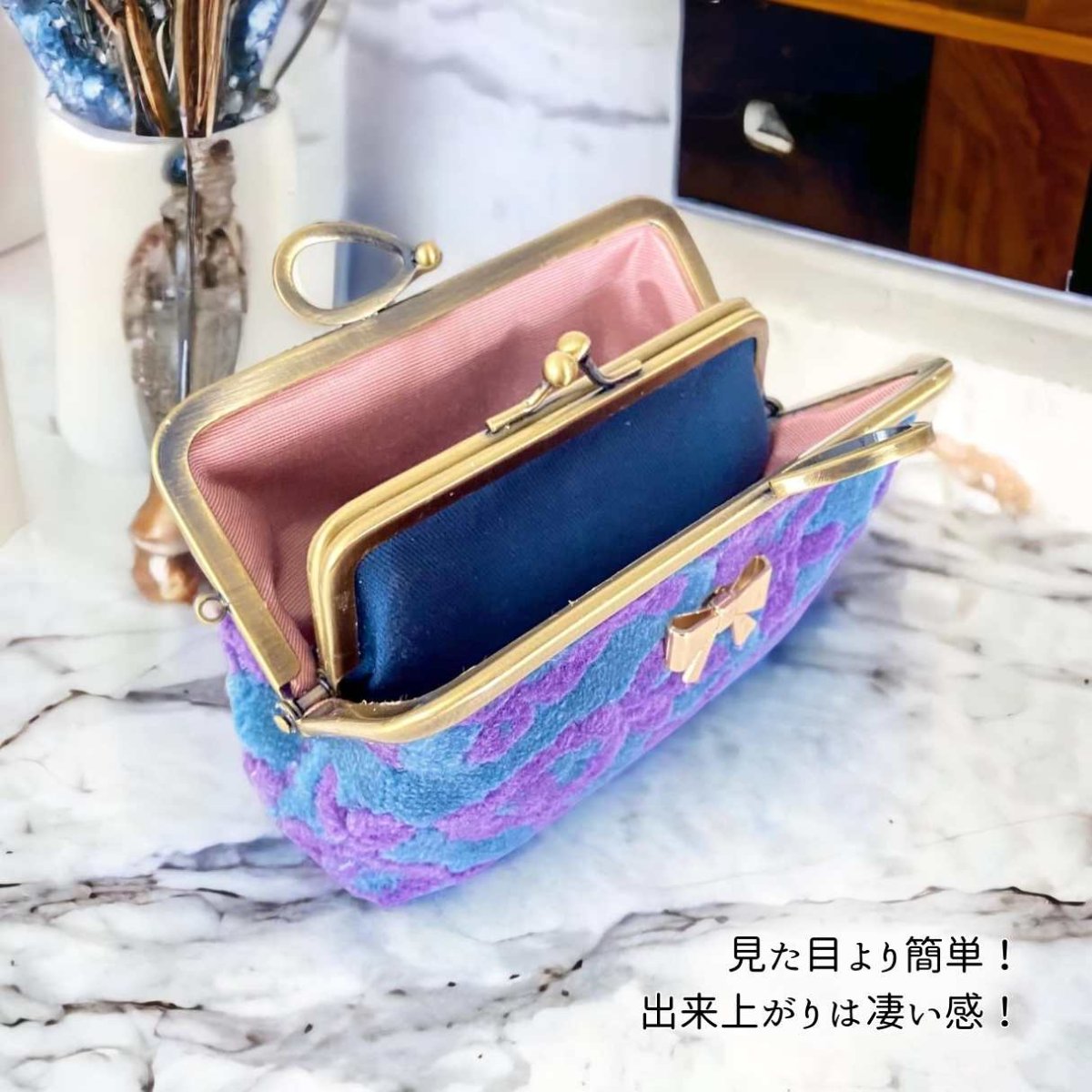 画像7: 【型紙＆レシピ付き口金】12cm角型親子がま口財布（碁石AG） (7)