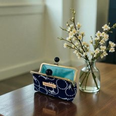 画像3: 送料無料【動画付！初めてさんの縫うがま口キット】岡山レース（仔猫ネイビー） (3)