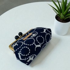 画像4: 送料無料【動画付！初めてさんの縫うがま口キット】岡山レース（仔猫ネイビー） (4)