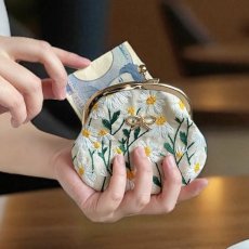 画像4: 【元祖がま口】ぺったんこがま口キット・刺繍生地デイジー・生成り (4)