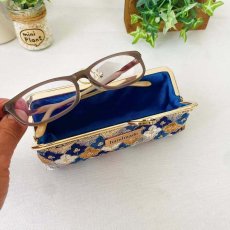 画像5: 送料無料【動画付！初めてさんの縫うがま口キット】クリスマス限定インド刺繍リボンペンケース（ブルー） (5)